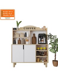 Resim Pisa Kahve Köşesi-çok Amaçlı Dolap-mutfak Dolabı Sbeyaz Safir Meşe - Beyaz 