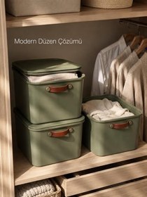 Resim 23 LT Kapaklı Organizer Kutu - Yan Kulplu Büyük Boy Plastik Saklama ve Depolama Kutusu - Çok Amaçlı Düzenleyici Kutu - Dolap, Banyo, Ofis ve Oyuncak Düzeni İçin (40x30x25cm) 