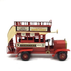 Resim 1966 Mercedes Klasik Çift Katlı Turistik Gezi Dekoratif Kırmızı Otobüs 