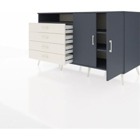 Resim Kronos Konsol 3 Raflı 4 Çekmeceli 2 Kapaklı 176x59x99 Antrasit-an Antrasit-antrasit/aytaşı 