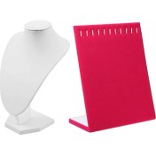 Resim Xiaxiaoer Adet Takı Sergisi: 1 Adet Portre Modeli Kolye Ekranı Fotoğraf Sahne Beyaz ve 1 Adet 11 Kanca Kadife Takı Rafı Küpe Bileklik Kolye Tutucu Ekranı, Gül Kırmızı (Yurt Dışından) 