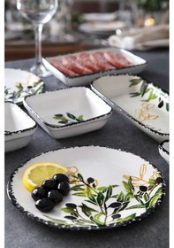 Resim 14 Parça 6 Kişilik Handmade Zeytin Kahvaltı Takımı - Lüx Kahvaltılık Sunum Seti Yeşil 
