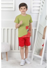 Resim Dinozor Baskı Erkek Çocuk Takım-90429 Yeşil 