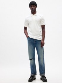 Resim GAP Erkek Beyaz Pique Polo Yaka T-shirt 