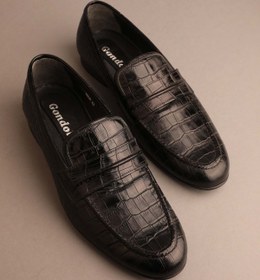 Resim Gondol Erkek Hakiki Deri Klasik Kösele Siyah Croco 43 Ttx.104 