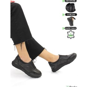 Resim Forelli Kadın Hakiki Deri Düz Taban Ortopedik Bağcıksız Spor Tarz Günlük Ayakkabı F25KA/Z46709 