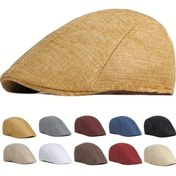 Resim Erkek Yazlık Nefes Alabilen Ördek Kafa, Boyacı Beret, Düz Renk Vintage Rahat Haberci Şapkası, Golf Sürücü Şapkası, %100 Polyester Örme, Rahat Dokuma 