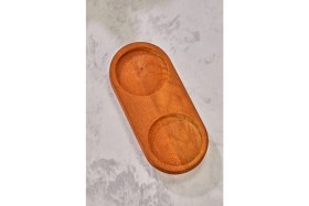 Resim Mediterian Doğal Ahşap Oval Yağdanlık Altığı, Şık ve Dayanıklı, 0-249 ml, Kahverengi 