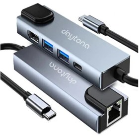 Resim Daytona HC-13M Macbook Android Uyumlu Type-C To 3*usb 3.0 4K HDMI Ethernet RJ45 Çevirici Hub Adaptör 