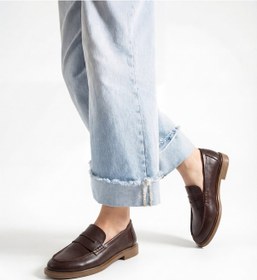 Resim Bufu Taya Kadın Loafer Ayakkabı Günlük Rahat Klasik Şık Kaymaz Taban Casual Slip-on Cilt Kahverengi 