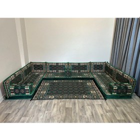 Resim Coton Şark Köşesi Şili Desenli Minder Takımı Yeşil 15 Parça 