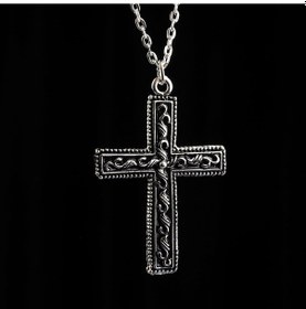 Resim Vintage Büyük Haç Işareti Erkek Kolye Takı Aksesuar K24 T5 