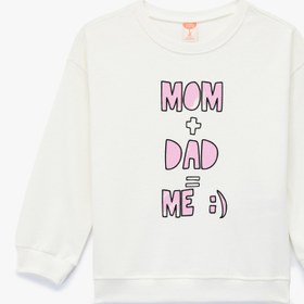 Resim Kız Bebek Pamuklu Uzun Kollu Bisiklet Yaka Baskılı Şardonlu Sweatshirt 