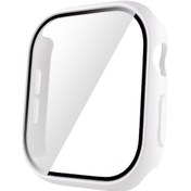 Resim Ekılıf - İos Watch 10 42mm Uyumlu - Kasa Koruyucu Sert Pc Kasa Ve Ekran Koruyucu Watch Gard 35 - Beyaz 