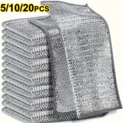 Resim Çok Amaçlı Metal Mucize Temizlik Bezleri: 5/10/20 Adet - Genişletilebilir Metal Bulaşık Bezleri, Islak ve Kuru Temizlik için Mesh Süper İnce Lifli, Mutfak, Metal ve Bulaşıklar için İdeal 