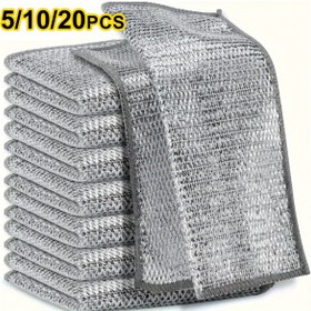 Resim Çok Amaçlı Metal Mucize Temizlik Bezleri: 5/10/20 Adet - Genişletilebilir Metal Bulaşık Bezleri, Islak ve Kuru Temizlik için Mesh Süper İnce Lifli, Mutfak, Metal ve Bulaşıklar için İdeal 