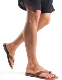 Resim DaphneSandals Hakiki Deri Parmak Arası Taba Erkek Terlik - 1004 
