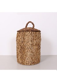 Resim Alanya Doğal Abaka 35x50 Cm Kapaklı Çamaşır Ve Dekorasyon Sepeti Bej 
