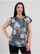 Resim Velurteks Büyük Beden Kısa Kollu Yazlık Bluz-tişö 417712539 Smaragd Yeşili 