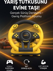 Resim Coverzone Direksiyon Seti – 180° Dönüş, Çift Motor Titreşim, Pedal ve Vitesli Oyun Direksiyonu | PXN V3 Pro 