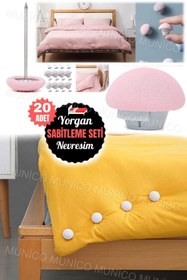 Resim Munico 20 Adet Yorgan Düğmesi ve Nevresim Klips Seti Yatak Düzenlemeleriniz için İdeal Çözüm 
