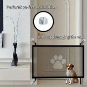 Resim Deliksiz Evcil Hayvan Bariyeri Kapılı - Ağır Hizmet Kumaş Köpek Çiti, İç/Dış Mekan Kullanımı için, Kolay Kurulum, Kapılar, Duvarlar ve Merdivenlerle Uyumlu - Köpekler & Evcil Hayvanlar için İdeal, Pati Deseni, Dayanıklı Montaj 