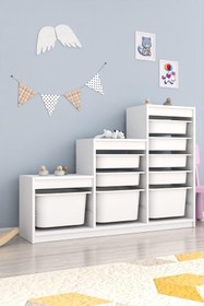 Resim Swiss 9 Sepetli Çok Amaçlı Oyuncak Dolabı Beyaz 