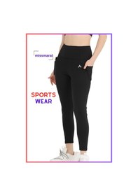 Resim Kadın Siyah Yüksek Bel Çift Cepli Toparlayıcı Spor Tayt 1057 SiYAH 