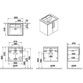Resim VitrA Root Flat 66354 Lavabo Dolabı, Kapaklı Parlak Beyaz 60 CM Parlak Beyaz 
