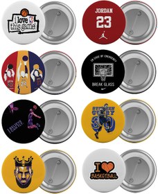 Resim Basketbol Nba Çanta Rozeti Seti 8 Adet En Büyük Boy 5.8Cm Iğneli 