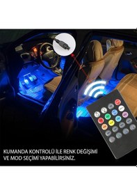 Resim Araç İçi Ayak Altı Rgb 9 Led Kumandalı Oto Şerit Aydınlatma - 418154473 