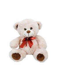 Resim Kırmızı Kurdeleli Sevimli Oturan Peluş Ayıcık 30cm 