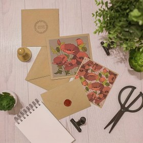 Resim 100 adet Kraft Mini Zarf ve Kraft Kartlar, Hediye Kartları ve İş Kartları için Kahverengi Kraft Zarflar (10.16cm x 6.99cm) 