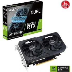 Resim Asus 8gb Dual RTX3050-O8G-V2 Gddr6 128BIT Hdmı-Dp-Dvı Pcıe 4.0 