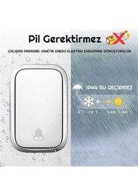 Resim Cacazi Su Geçirmez Beyaz Kablosuz Pil Gerektirmeyen Kapı Zili 