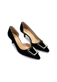 Resim Tamer Tanca Kadın Hakiki Deri Siyah Süet Topuklu Ayakkabı 492 55203 Bn Ayk Y25 Sıyah Suet Siyah Süet 