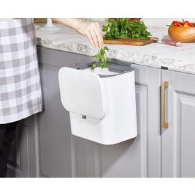 Resim İndecor Houseware 15 Litre Fonksiyonel Kapaklı Banyo Ve Mutfak Tezgahüstü Çöp Kovası Dolap Ve Duvar Aparatlı 15 Lt. Beyaz 
