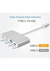 Resim Type-C To 2xUsb 2.0 + Usb 3.0 Hub Çoklayıcı + Usb-C Metal Gövde 