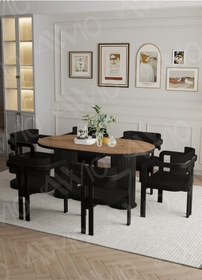 Resim Avvio Bohem Ayak 6'lı Tokyo Metal Demonte Sandalye 80x160 Masa Sandalye Takımı Akçaağaç 