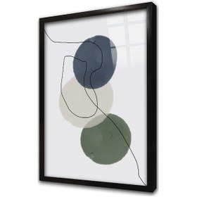 Resim Line Art Soyut Daireler İkili Çerçeveli Cam Tablo Seti-172108 