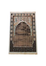 Resim Lüks Çeyizlik Halı Tipi Dokuma Seccade Kahverengi 