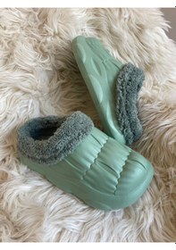 Resim Akınal Bella Ortopedik Ultra Yumuşak Yünlü Unisex Ev Terliği Nil Yeşili 