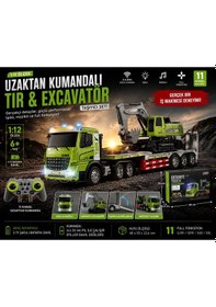 Resim Elektirikli Rc 1:12 Ölçek Uzaktan Kumandalı Tır Ve Excavatör Taşıyıcı Seti Işıklı Müzikli Full Fonksiyon Rc 