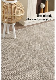 Resim Modern Halı Sisal Bukleli Halı Kahverengi Halı Salon Halısı Oturma Odası Halısı Yuvarlak Halı Kahverengi 
