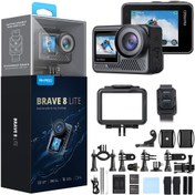Resim Akaso Brave 8 Lite 4K/60FPS 20MP Wi-Fi Dual Screen Aksiyon Kamera ve Aksesuar Seti, App Kontrollü, IPX8 