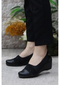 Resim Fort Nfx 42015 Siyah Hafif Rahat Dolgu Taban Şık Kadın Günlük Ayakkabı Siyah 