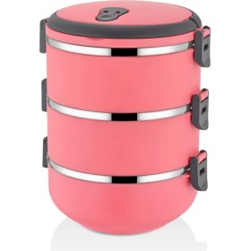 Resim herkesetoptantic Freshbox 3 Katlı Sefer Tası Yemek Termosu (Pembe) 