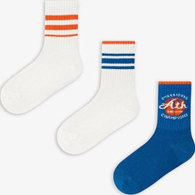 Resim Renkli Erkek Çocuk Atlets Sax 3'lü Tenis Soket Çorap - Çok Renkli / 38-40 