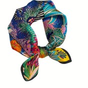 Resim 100% Moru İpeği Eşarp 53x53cm - Canlı Tropikal Çiçek Desenli Kare Eşarp, Kadınlar & Erkekler için Nefes Alabilir Esnemez Şık Aksesuar, Noel Şükran Günü Mezuniyet Hediyesi, İpek Baş Eşarpi, Bayramlık Kıyafet Vurgusu, Lüks Dokulu Kumaş, İpsekine Benzer Doku 
