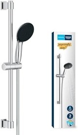 Resim GROHE Vitalio Start 110 Sürgülü Duş Seti, 110mm Yuvarlak 2 Akışlı El Duşu, 600mm Sürgülü Ray, 1750mm Duş Hortumu, Krom, 27948001 